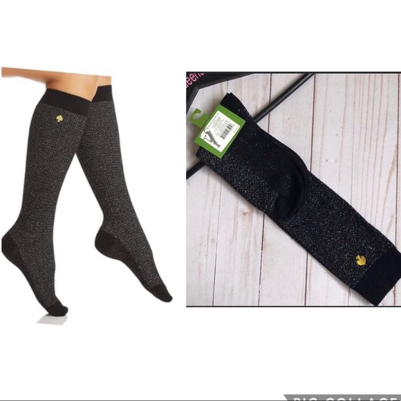 kate spade Accessories - Kate Spade Black Shimmer Knee High Socks